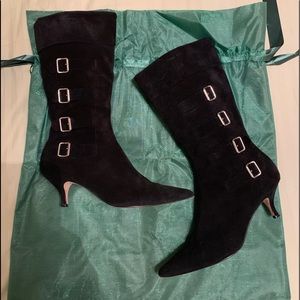 Kitten Heel Black Suede Boots